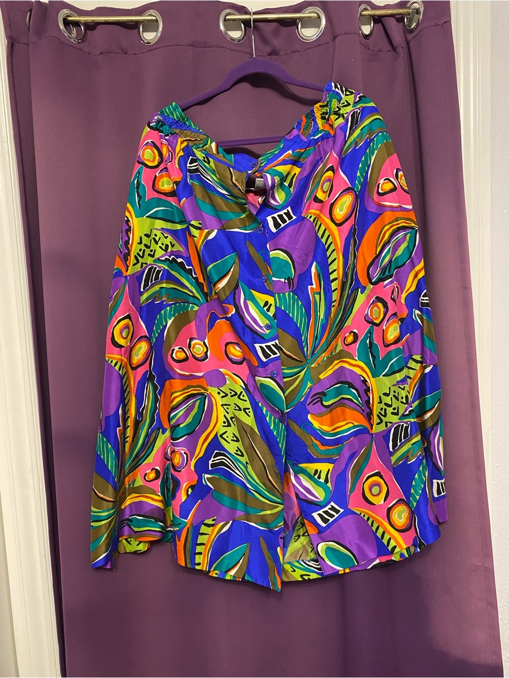 Vintage Silk Multi-Color Maxi Skirt - 2X/3X